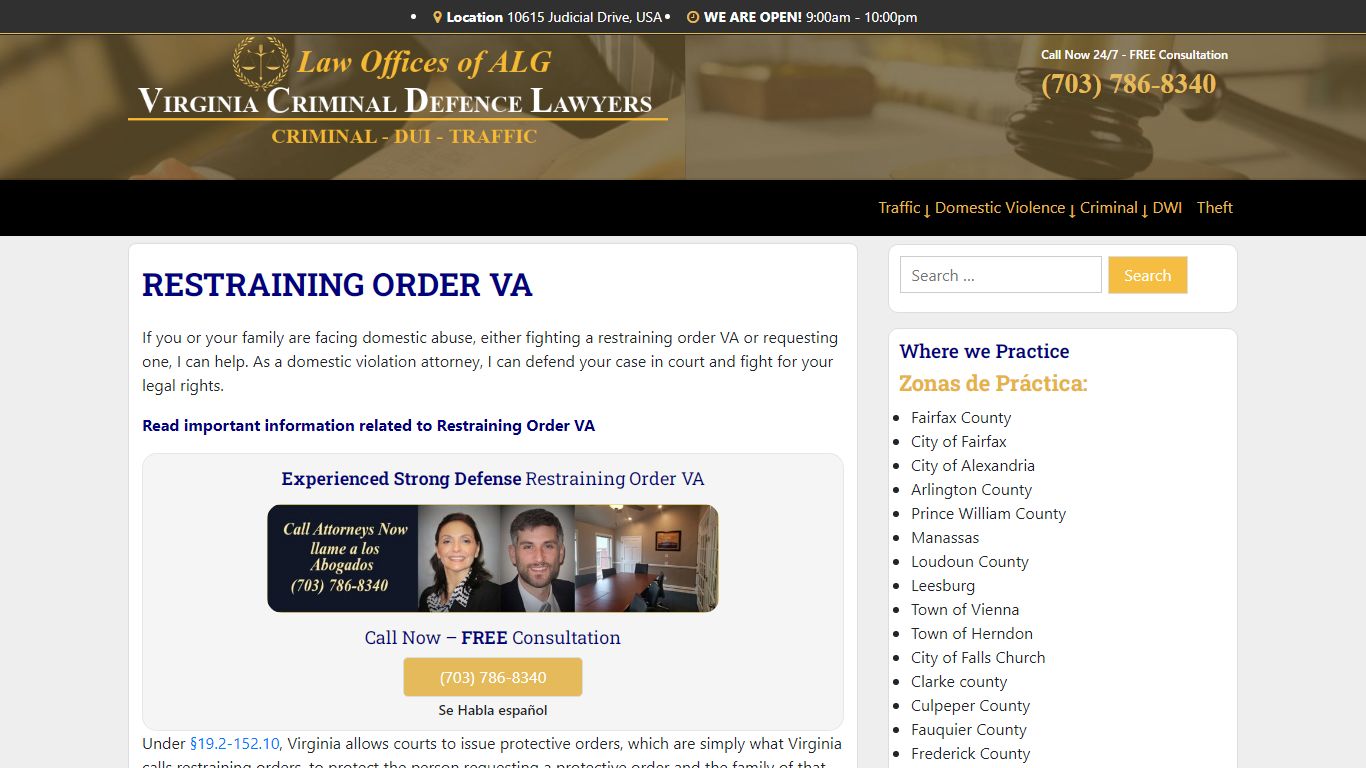 Restraining Order VA | Virginia Family Lawyer (19.2-152.10)