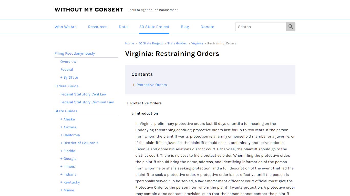 Virginia: Restraining Orders | Without My Consent